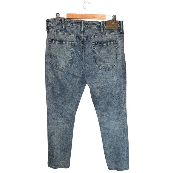 American Eagle Mens Size 38 Flex Slim Taper Distressed Stone Wash Denim Blue - Picture 3 of 14